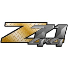 Gold Diamond Plate 4x4 Bedside Chevy Z71 Decals for Colorado, Siverado or Sierra GMC Truck #9705