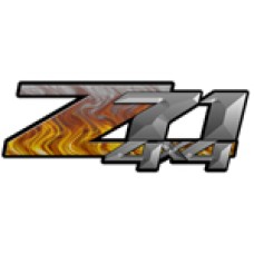 Gray Flame 4x4 Bedside Chevy Z71 Decals for Colorado, Siverado or Sierra GMC Truck #9501