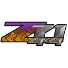 Purple Flame 4x4 Bedside Chevy Z71 Decals for Colorado, Siverado or Sierra GMC Truck #9504