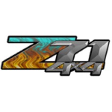 Teal Flame 4x4 Bedside Chevy Z71 Decals for Colorado, Siverado or Sierra GMC Truck #9506