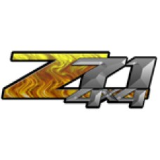Yellow Flame 4x4 Bedside Chevy Z71 Decals for Colorado, Siverado or Sierra GMC Truck #9508