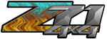 Teal Flame 4x4 Bedside Chevy Z71 Decals for Colorado, Siverado or Sierra GMC Truck #9506