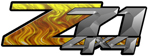 Yellow Flame 4x4 Bedside Chevy Z71 Decals for Colorado, Siverado or Sierra GMC Truck #9508